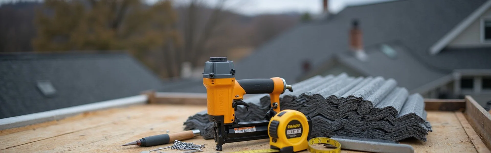 Professional roofing tools and materials