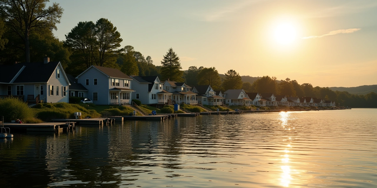 Lakeside Ohio homes with asphalt shingle roofs at golden hour | Fairfield Peak Roofing