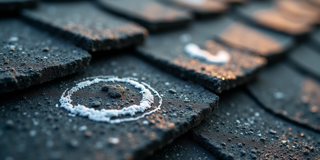 Hail-damaged asphalt shingles with chalk circles marking impacts | Fairfield Peak Roofing