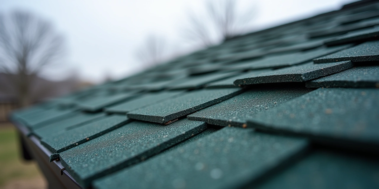 Residential roof slope showing a visibly mismatched patch of new and weathered asphalt shingles