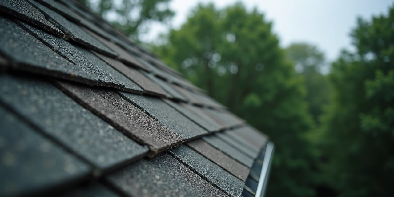 Roofing contractor inspecting shingles on an Ohio home to assess remaining lifespan