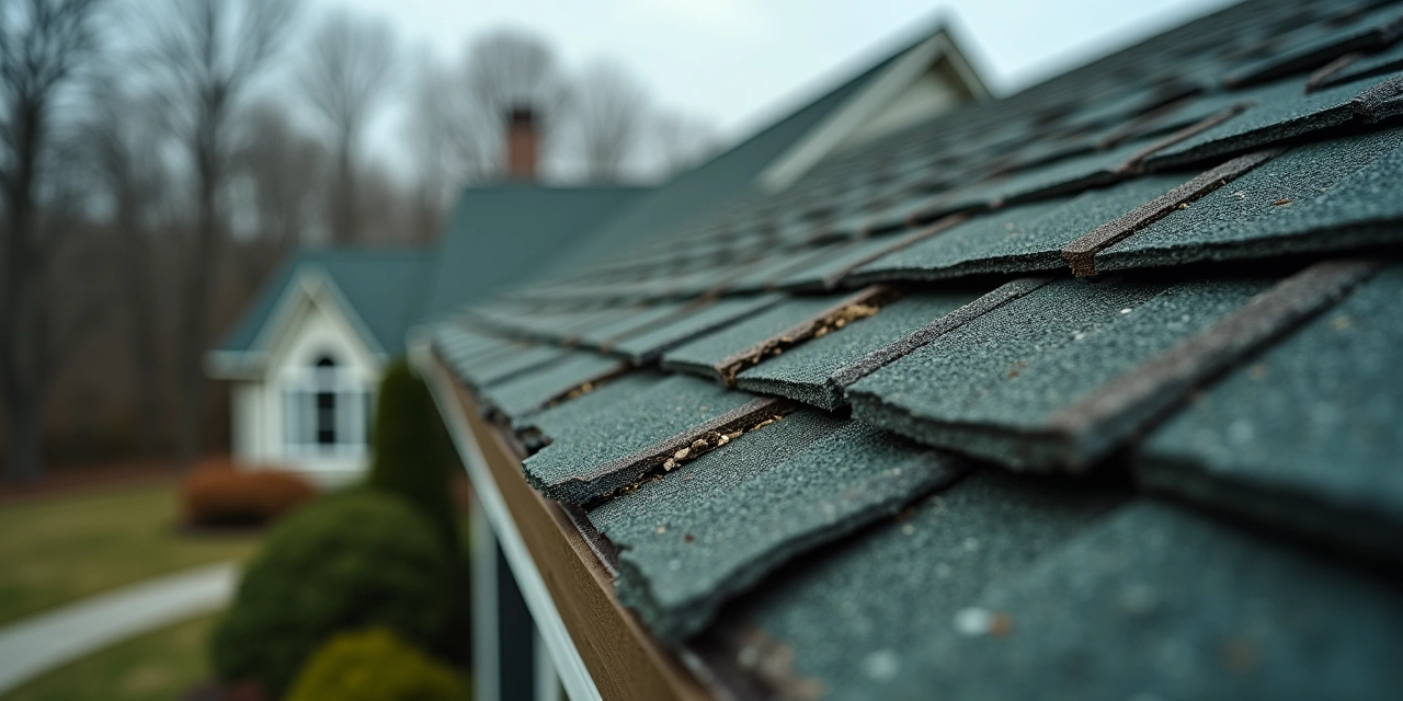 Homeowner examining roof damage on an Ohio home assessing whether repair or replacement is needed