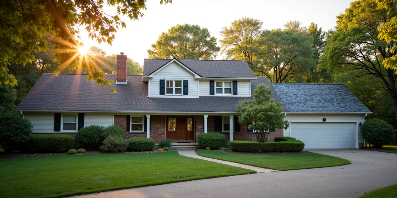 Three Ohio homes side by side showing asphalt shingle, standing seam metal, and natural slate roofing materials
